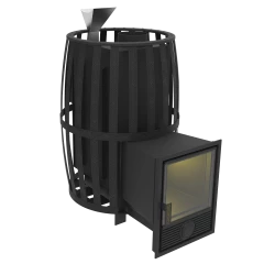 Печь-камин "Витязь" 18 Д-1 (Закрытая каменка нерж, Сетчатый кожух)