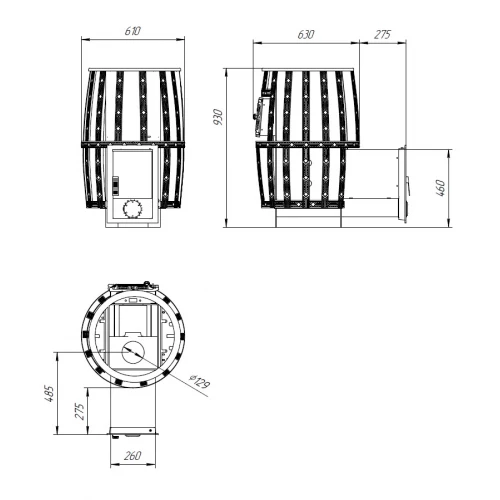 Печь-камин "Витязь" 18 Д-2 (Закрытая каменка нерж, Сетчатый кожух)