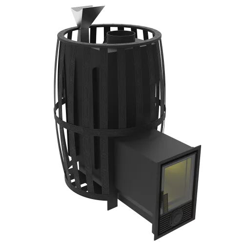 Печь-камин "Витязь" 18 Д-2 (Закрытая каменка нерж, Сетчатый кожух)