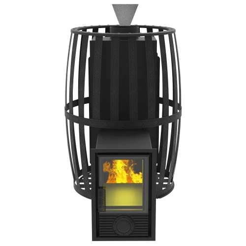 Печь-камин "Витязь" 18 Д-2 (Закрытая каменка нерж, Сетчатый кожух)