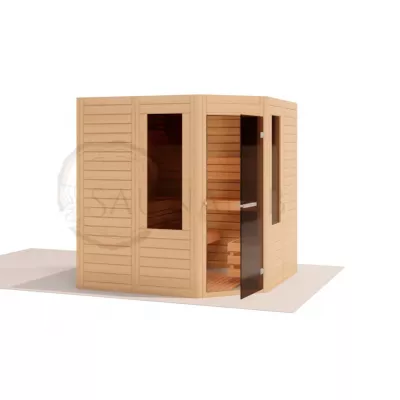 Модульная угловая сауна для квартиры и дома ANGLE из массива сибирского кедра (2,00х2,00) фото