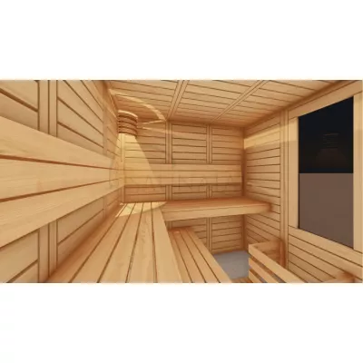 Модульная угловая сауна для квартиры и дома ANGLE из массива ели (2,00х2,00) фото
