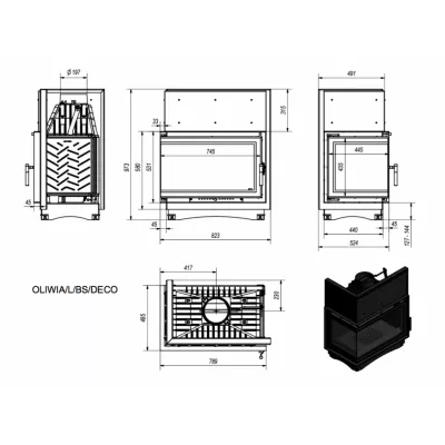 купить Топка OLIWIA/L/BS/DECO, Г-образное стекло слева