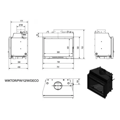 купить Топка с водяным контуром Wiktor/PW/12/W/DECO