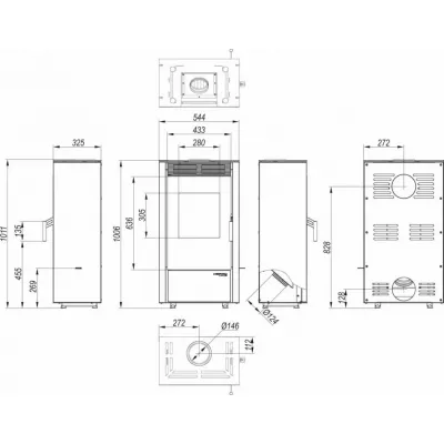 Печь DEFRO HOME VIVA 6кВт, черная сталь