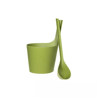 Набор для сауны Rento: ведро с прямой ручкой и черпак мох (зеленый) Бондарные изделия фото