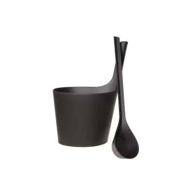 Набор для сауны Rento: шайка с прямой ручкой и черпак, цвет чёрный Бондарные изделия фото