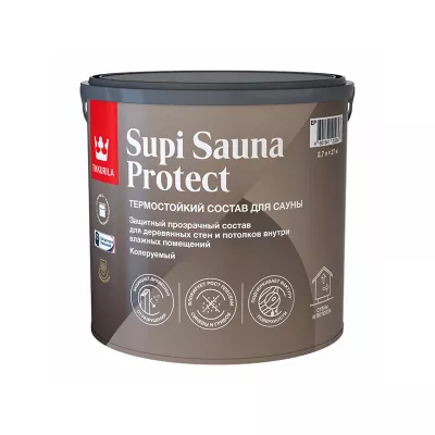 фото Защитный состав Tikkurila Supi Sauna Protect EP для стен и потолков в бане и сауне п/мат