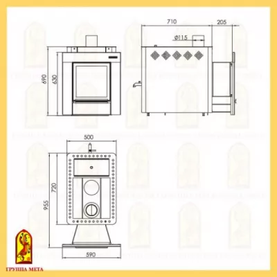 фото Дровяная печь для бани Мета Алтай 16 с баком