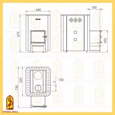 фото Дровяная печь для бани Мета Терма 16T