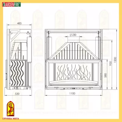 фото Чугунная топка Мета Ardenfire Камилла 1100П