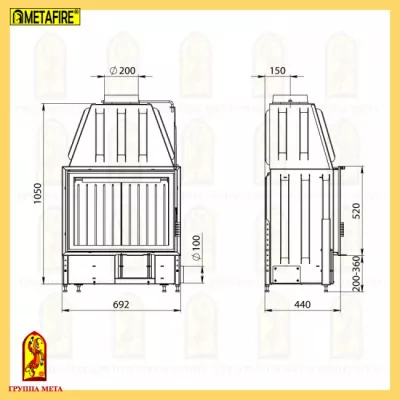 фото Каминокомплект Мета (облицовка Октава, топка Рона 714Ш)