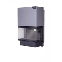 Каминная топка Экокамин ДЕЛЬТА 1000 PВ три стекла подовое горение принтинг черный шамот