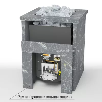 фото Печь газовая Люксгаз 20 Стоун под обкладку или в облицовке талькохлорит
