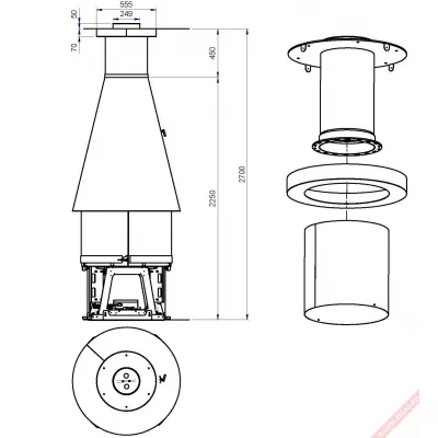 каминная топка M360 конический кожух