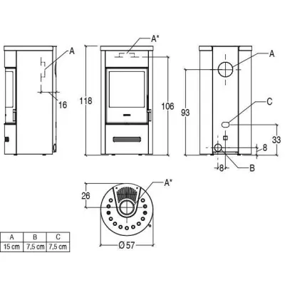 Кафельная печь E129 M Hermetic