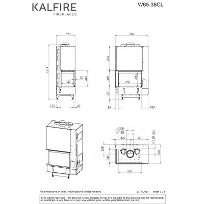 Каминная топка Kalfire W65/38C (L)