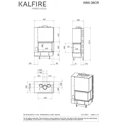 Каминная топка Kalfire W65/38C (R)