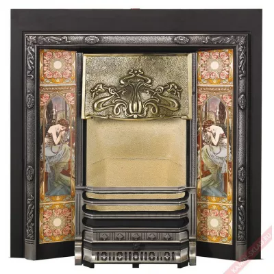 Art Nouveau Tiled Fireplace