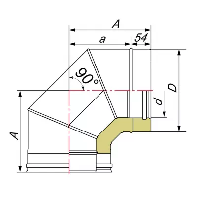 Отвод 90° D200/300, AISI 321/оцинкованная сталь (Вулкан)