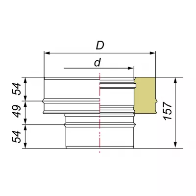 Переходник моно-термо с D160 на D160/260, AISI 321/304 (Вулкан)