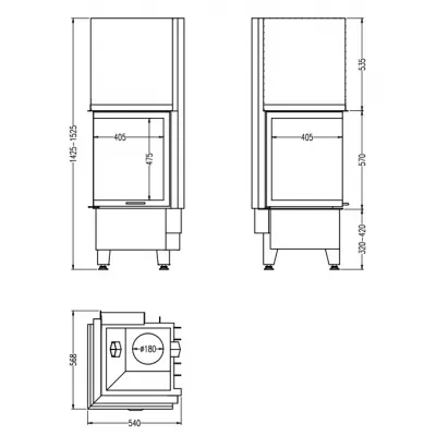 Каминная топка RADIANTE 500/57 H ECOPLUS T1, чёрная рамка (Hark)