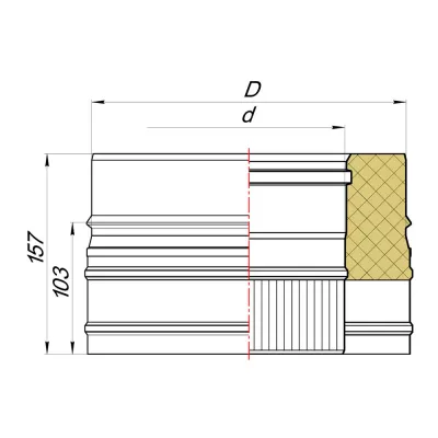 Переходник гофра-расширитель D200/300, AISI 321/304 (Вулкан)