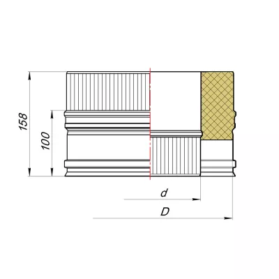 Переходник расширитель-гофра D120/220, AISI 321/304 (Вулкан)