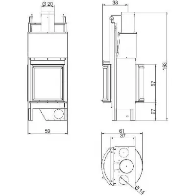 Каминная топка ECOMONOBLOCCO 45 BIFACCIALE (Palazzetti)