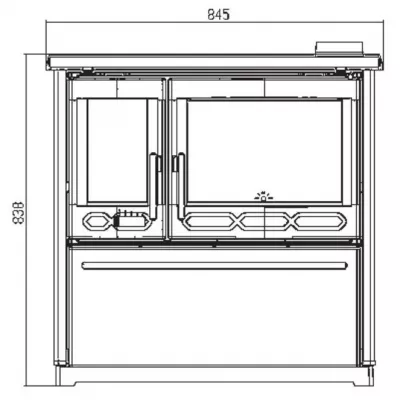 Плита PLAMEN 850 GLAS белая, труба справа (Plamen)