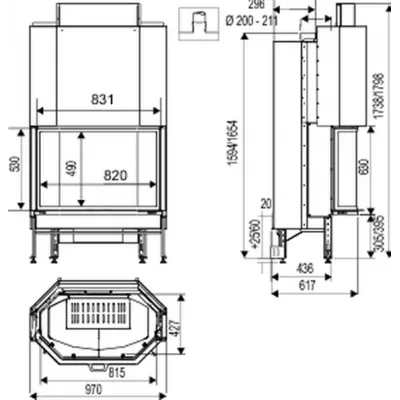 Каминная топка CRISTAL 411 B N (Supra)