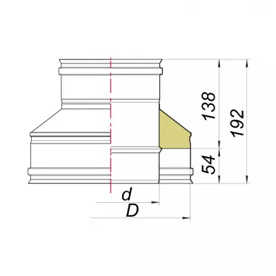 Переходник термо-моно (на конус) с D150/250 на D150, AISI 321/304 (Вулкан)
