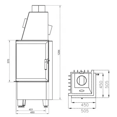 Каминная топка 500/57 K ECOPLUS T1, чёрная рамка (Hark)