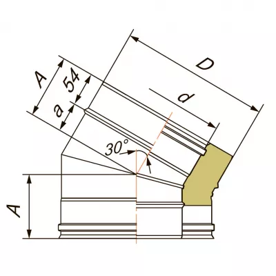 Отвод 30° D150/250, AISI 321/304 (Вулкан)