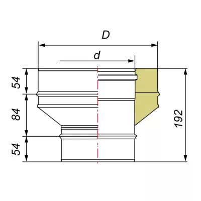 Переходник моно-термо (на конус) с D150 на D150/250, AISI 321, 0,8 мм/304 (Вулкан)