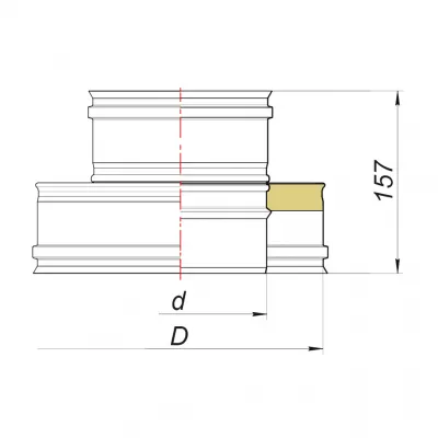 Переходник термо-моно с D130/330 на D130, изоляция 100 мм, AISI 321/304 (Вулкан)