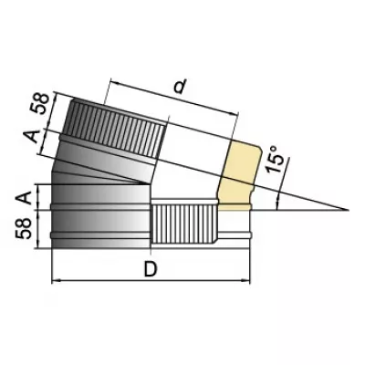 Отвод 15° DOTH D160 с изоляцией 50 мм, AISI 321/оцинкованная сталь (Вулкан)