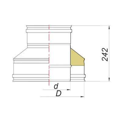 Переходник термо-моно (на конус) с D104/300 на D104, изоляция 100 мм, AISI 321/304 (Вулкан)