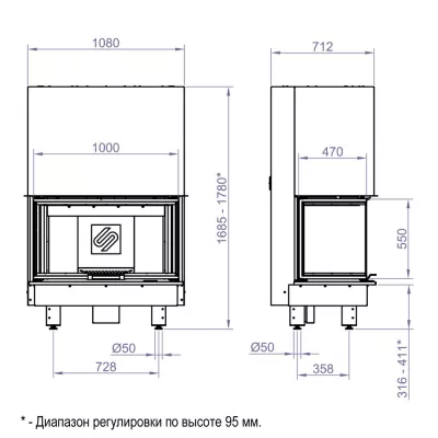 Каминная топка 3VF 1000B (Stav)