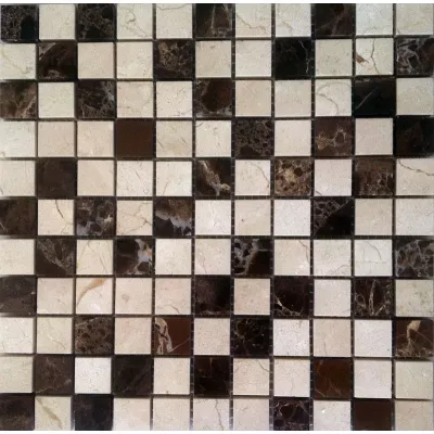 фото Плитка мраморная MOSAIK LACIO из CREMA MARFIL/EMPERADOR DARK, 30x30x1 (Eima)