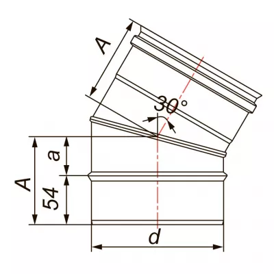 Отвод 30° D130, AISI 304 (Вулкан)