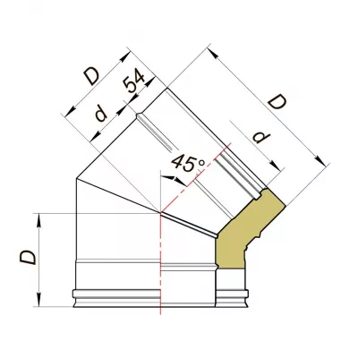 Отвод 45° D150/250, AISI 321/439 (Вулкан)