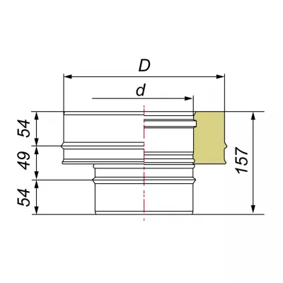 Переходник моно-термо с D150 на D150/250, AISI 321, 0,8 мм/304 (Вулкан)