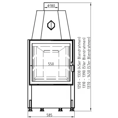 Каминная топка 600/57 RK ECOPLUS, чёрная рамка (Hark)