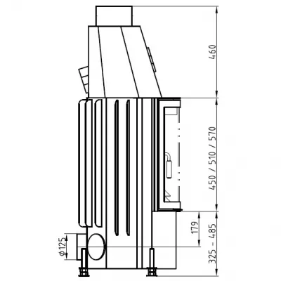 Каминная топка 600/57 RK ECOPLUS, чёрная рамка (Hark)