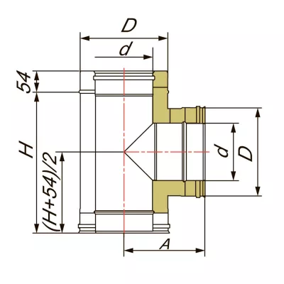 Тройник 90° D200/300, AISI 321, 0,8 мм/304 (Вулкан)