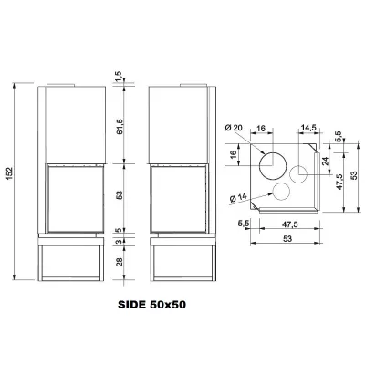 Каминная топка SIDE 50x50 N (EdilKamin)