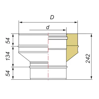Переходник моно-термо (на конус) с D130 на D130/330, изоляция 100 мм, AISI 321/304 (Вулкан)