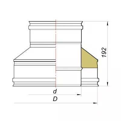 Переходник термо-моно с коническим переходом с D150/250 на D150, AISI 321/439 (Вулкан)