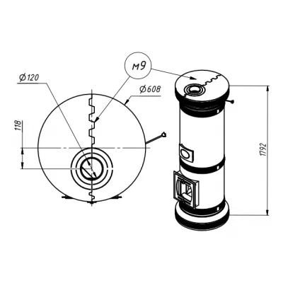 Печь круглая отопительная ЛИРА